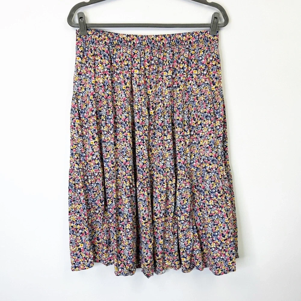 Old Navy Ditsy Floral Tiered Midi Maxi Skirt Women's 2X Pull On Boho Garden